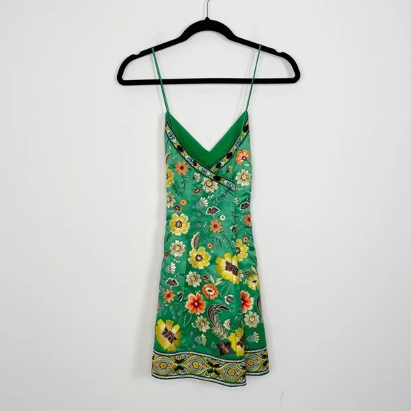 Alice and Olivia Tayla Lantern Floral Green Dress - Picture 3 of 6